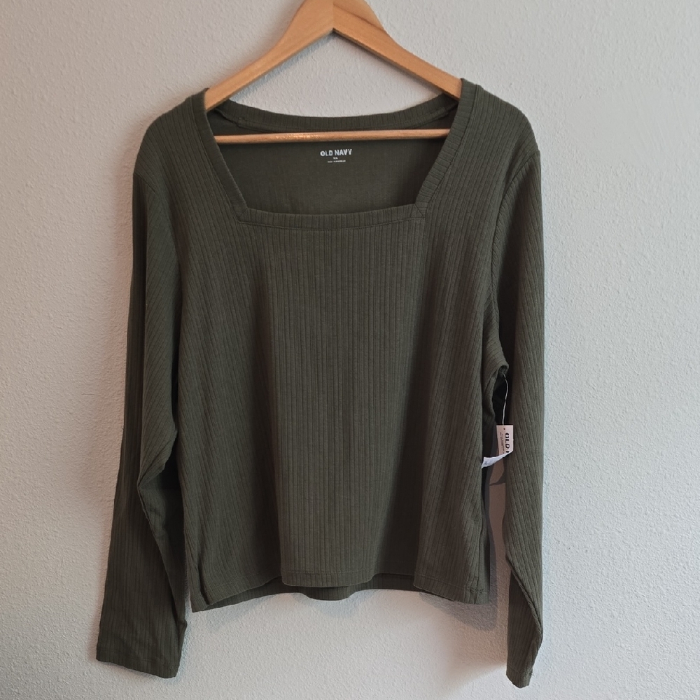 Old Navy Green Blouse with Square Neckline